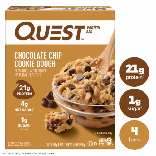Quest Chocolate Chip Cookie Dough Protein Bars Perspective: front