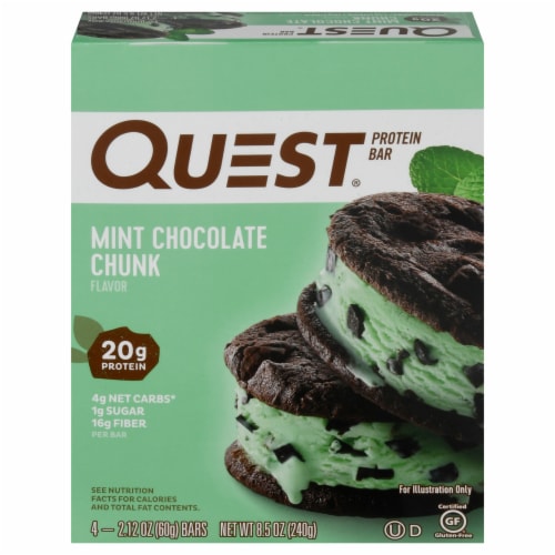Quest Mint Chocolate Chunk Protein Bars Perspective: front