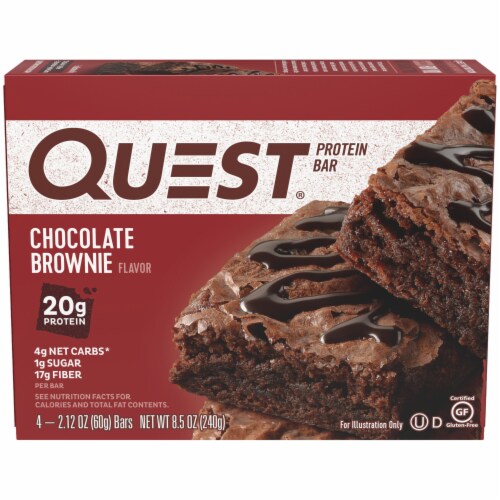 Quest Chocolate Brownie Protein Bars Perspective: front