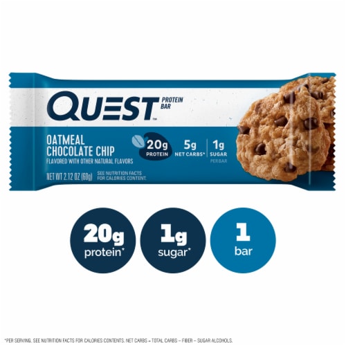 Quest Oatmeal Chocolate Chip Protein Bars Perspective: front