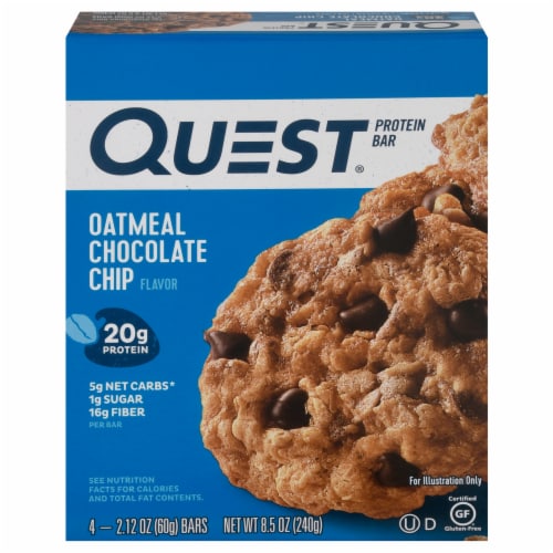 Quest Oatmeal Chocolate Chip Protein Bars Perspective: front