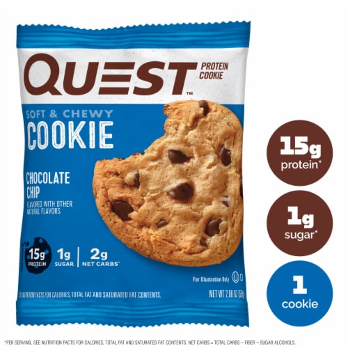 Quest® Soft & Chewie Chocolate Chip Protein Cookie Perspective: front