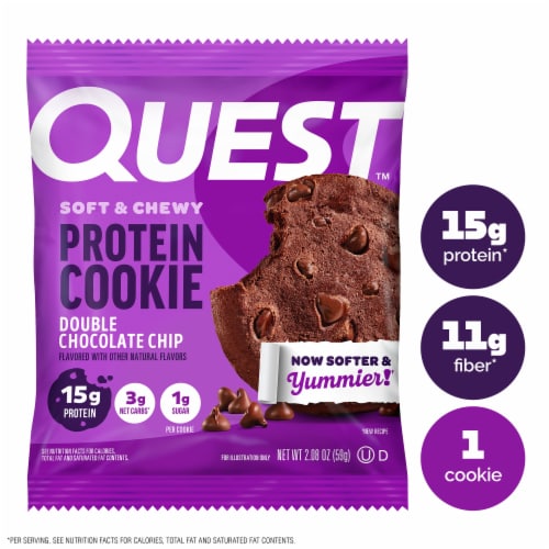 Quest Double Chocolate Chip Protein Cookie Perspective: front