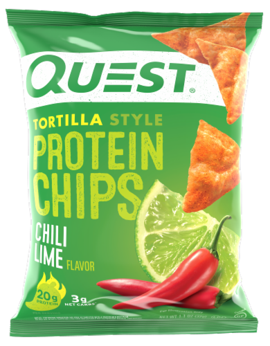 Quest Chili Lime Tortilla Style Protein Chips Perspective: front