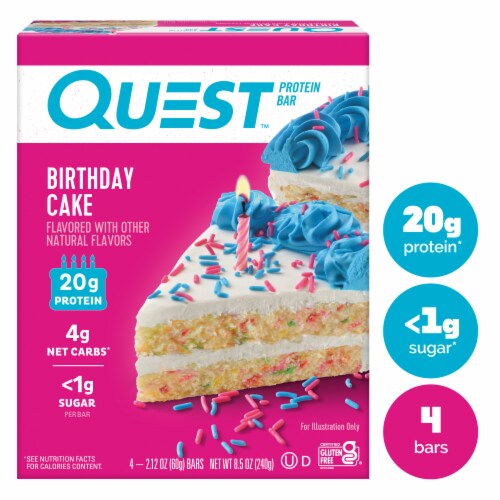 Quest Birthday Cake Protein Bars Perspective: front