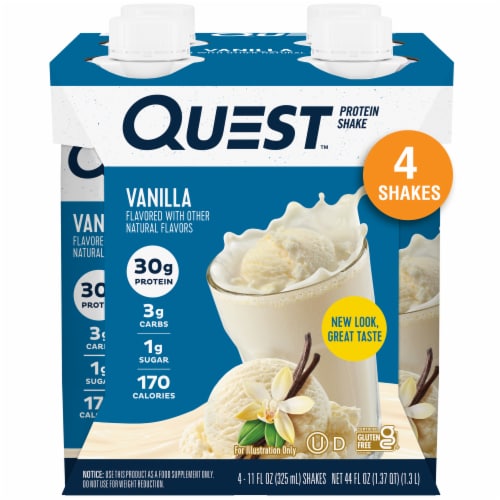 Quest™ Ready to Drink Gluten Free Vanilla Protein Shakes Perspective: front