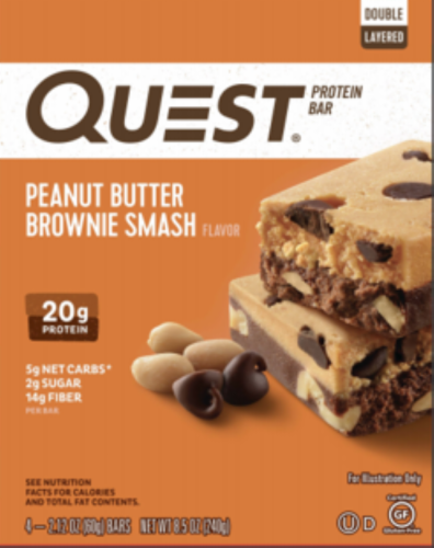 Quest® Peanut Butter Brownie Smash Protein Bars Perspective: front