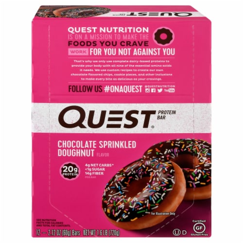 Quest® Chocolate Sprinkled Doughnut Protein Bars 12 Count Perspective: front