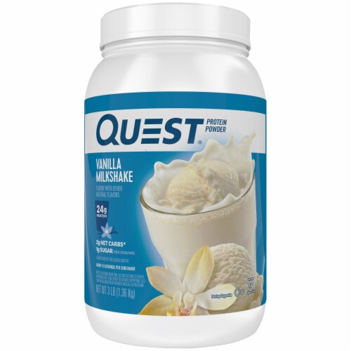 Quest Vanilla Milkshake Protein Powder Perspective: front