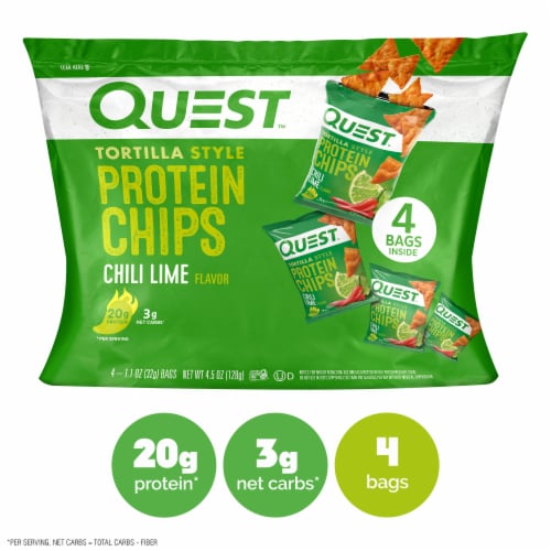 Quest Tortilla Style Chili Lime Protein Chips Perspective: front