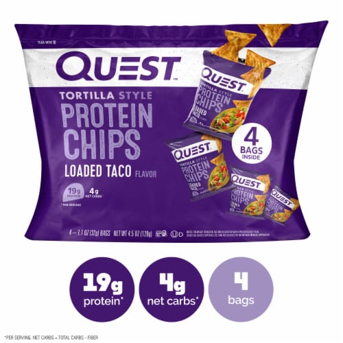 Quest Tortilla Style Loaded Taco Protein Chips Perspective: front