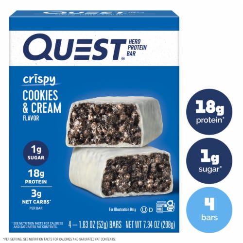 Quest® HERO Protein Cookies & Cream Protein Bar Perspective: front
