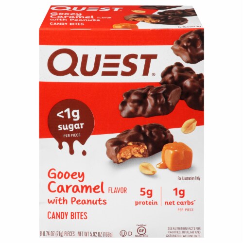 Quest® Gooey Caramel Flavor with Peanuts Candy Bites Perspective: front
