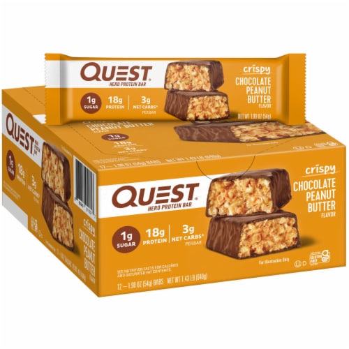 Quest Crispy Chocolate Peanut Butter Protein Bars Perspective: front