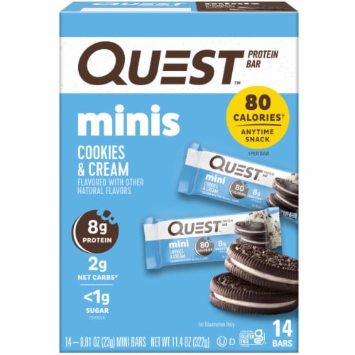 Quest Minis Cookies and Cream Protein Bars Perspective: front