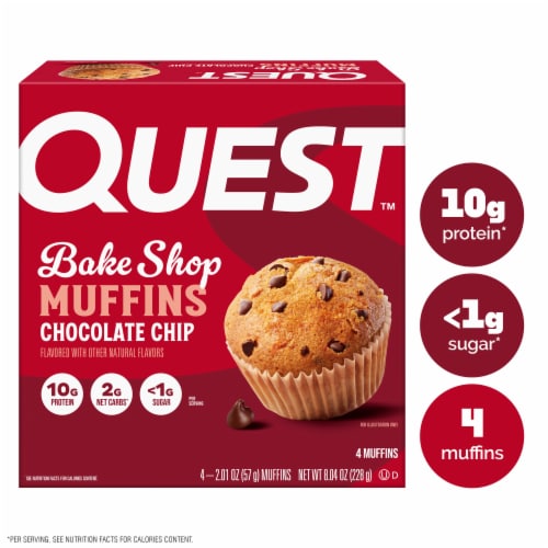 Quest Bake Shop Chocolate Chip Protein Muffins Perspective: front