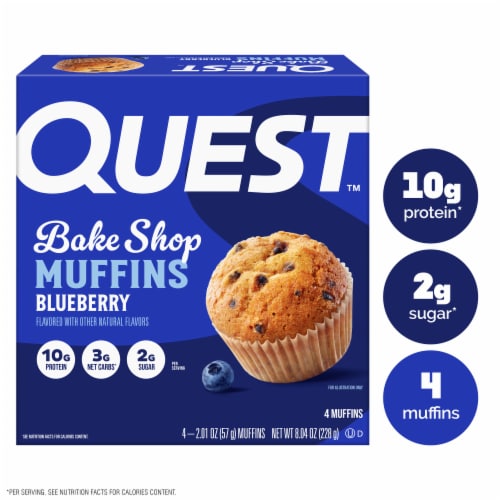 Quest Bake Shop Blueberry Protein Muffins Perspective: front