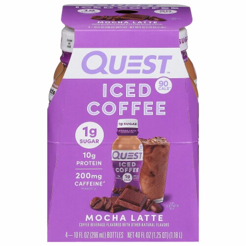 Quest Mocha Latte Iced Coffee 4 - 10 fl oz Bottles Perspective: front