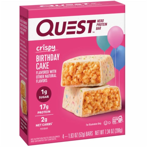 Quest Hero Crispy Birthday Cake Protein Bar Perspective: front