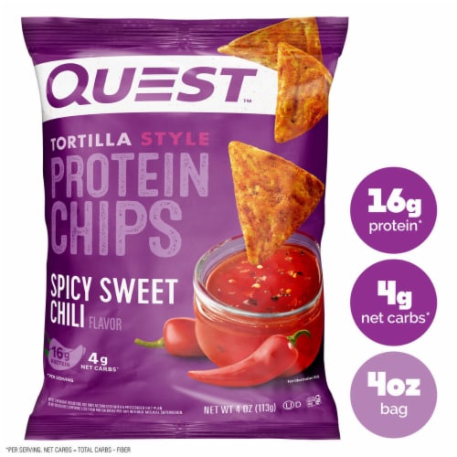 Quest Tortilla Style Spicy Sweet Chili Flavor Protein Chips Perspective: front