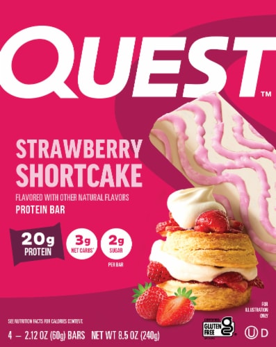 Quest Strawberry Shortcake Protein Bar Perspective: front