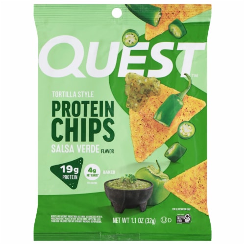 Quest™ Salsa Verde Protein Tortilla Chips Perspective: front