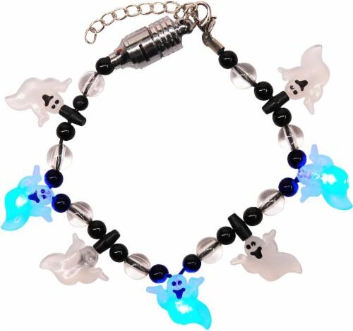 LED Flashing Ghost Bracelet - White/Blue Perspective: front