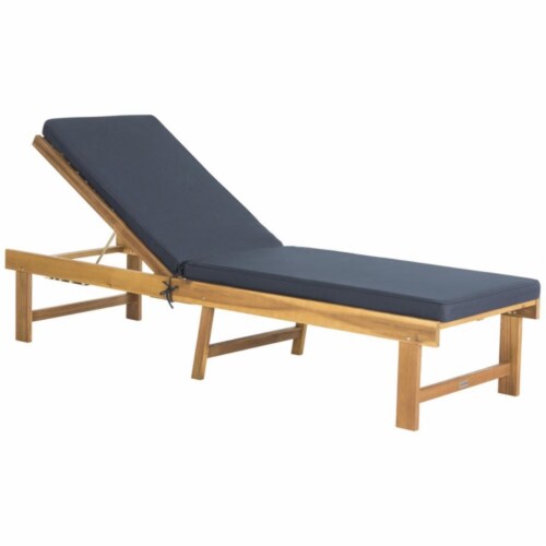 SAFAVIEH Outdoor Collection Inglewood Chaise Lounge Chair Natural/Navy