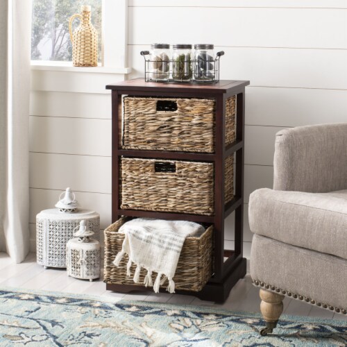 SAFAVIEH Halle 3 Wicker Basket Storage Side Table Cherry 32.1 x 13.4 x 29.5 W Smith s Food and Drug
