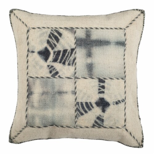 SAFAVIEH Dip Dye Quartre Patch Pillow Set of 2 Seasalt Perspective: front