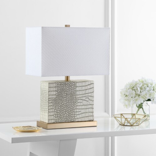 SAFAVIEH Delia Table Lamp | Creme | Perspective: front