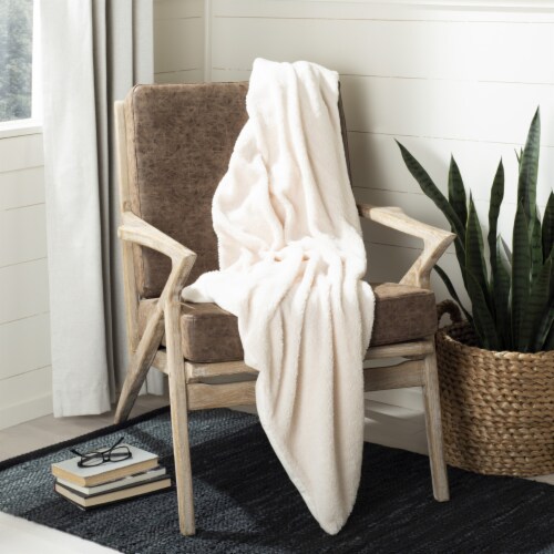 SAFAVIEH Marshmallow Throw Blanket Creme Perspective: front