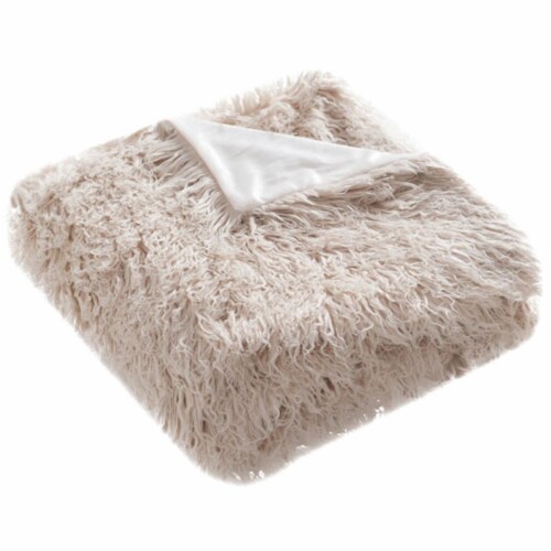 Safavieh Faux Sheepskin Throw Blanket - Taupe Perspective: front