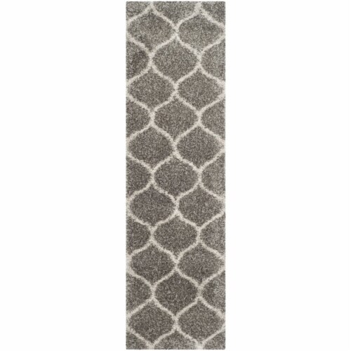 Safavieh SGH280B-210 Hudson Shag Power Loomed Runner Rug, Grey & Ivory - 2 ft.-3 in. x 10 ft. Perspective: front