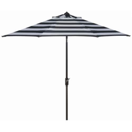 SAFAVIEH Outdoor Collection Iris Fashion Line 9-Foot Tilt Umbrella Black / White Perspective: front