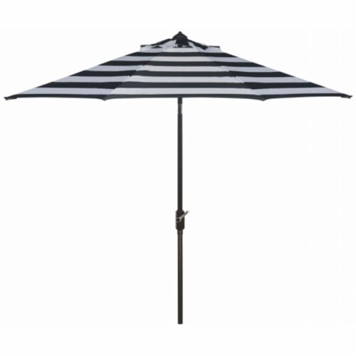 SAFAVIEH Outdoor Collection Iris Fashion Line 9-Foot Tilt Umbrella Black / White Perspective: front