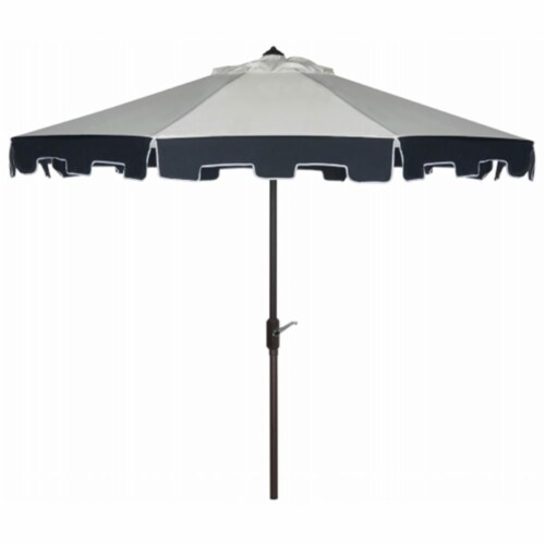 SAFAVIEH Outdoor Collection City Fashion 9-Foot Tilt Umbrella Beige / Navy Perspective: front