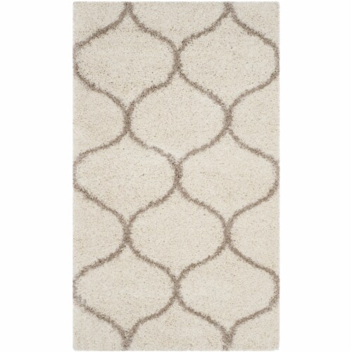 Safavieh SGH280D-4 4 x 6 ft. Hudson Shag Power Loomed Small Rectangular Area Rug, Ivory & Bei Perspective: front