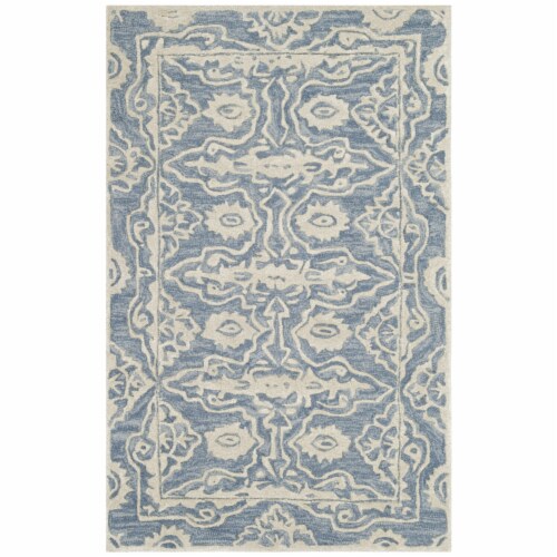 Safavieh BEL134A-24 2 ft.6 in. x 4 ft. Bella Hand Tufted Accent Area Rug, Blue & Ivory Perspective: front