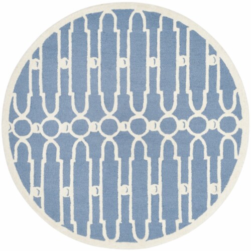 Safavieh BEL137A-5R Bella Hand Tufted Round Rug, Blue & Ivory - 5 x 5 ft. Perspective: front