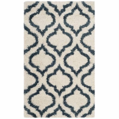 SAFAVIEH Hudson Shag SGH284T Ivory / Slate Blue Rug 3 X 5 Perspective: front