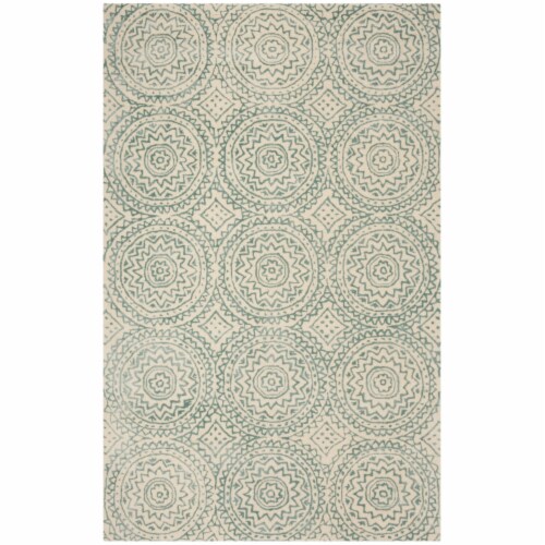 Safavieh BEL915A-5 5 x 8 ft. Bella Hand Tufted Medium Rectangle Area Rug, Ivory & Blue Perspective: front