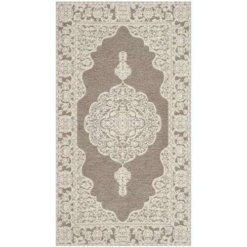 Safavieh MRB615A-24 2 ft.-3 in. x 4 ft. Marbella Handwoven Accent Area Rug, Light Grey & Ivor Perspective: front