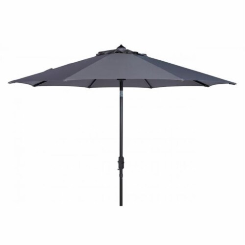 SAFAVIEH Outdoor Collection Ortega 9-Foot Tilt Crank Umbrella Grey Perspective: front