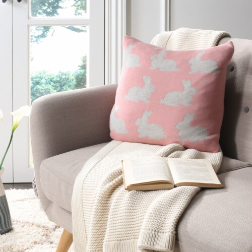 Pink knit pillow cheap