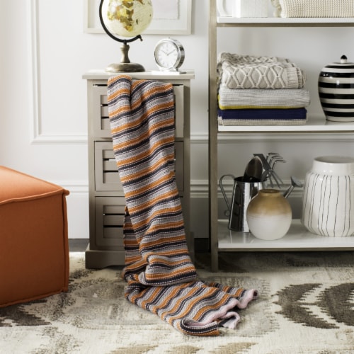 Safavieh Candy Stripe Knit Throw - Light Grey Perspective: front