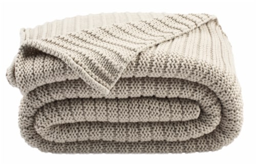 Bella Gigi Knit Throw Blanket - Beige Perspective: front