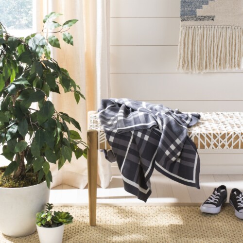 Safavieh Unity Gingham Knit Throw Blanket - Dark Gray Perspective: front