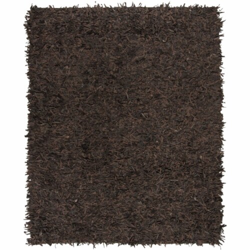 Safavieh LSG601K-8 Leather Shag Large Rectangle Area Rug, Dark Brown - 8 x 10 ft. Perspective: front