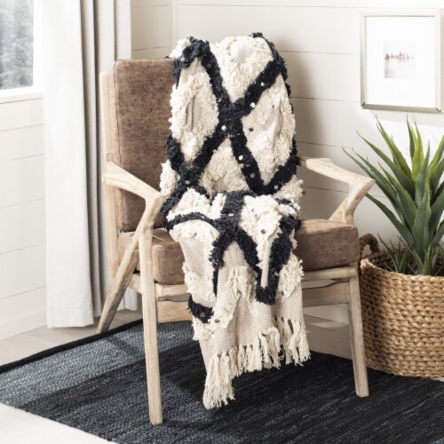 Black throw 2025 blanket with fringe